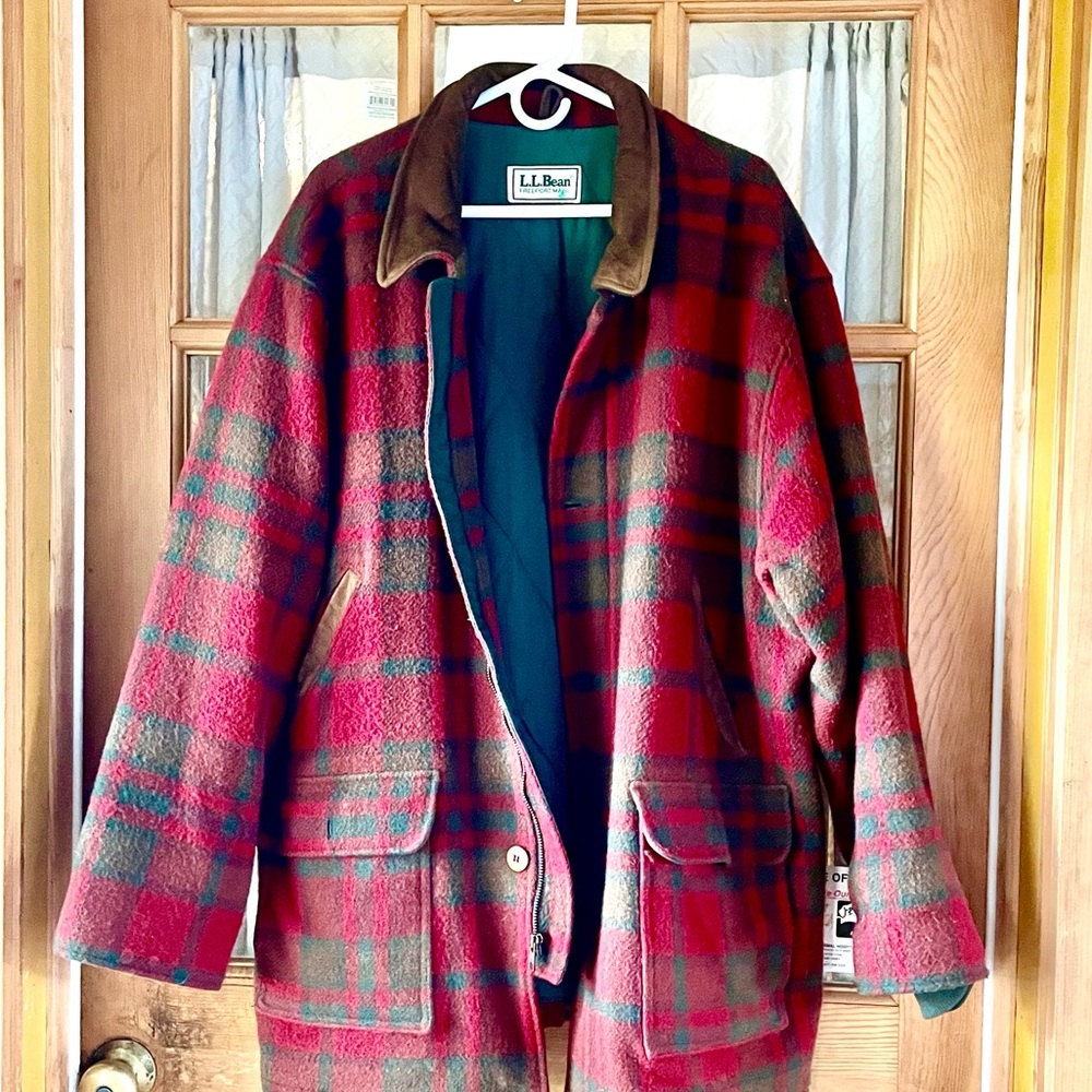 VTG L.L. Bean Brown and Red Quilted Barn Coat